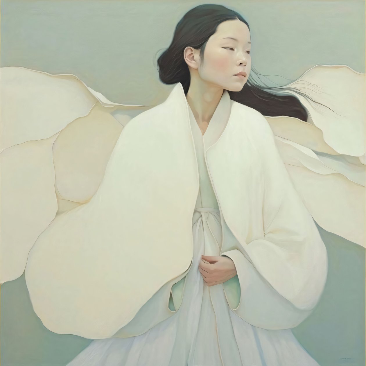 Japansk kvinna iförd traditionell Kimono, Custom Canvas Prints av F. Abderrahim