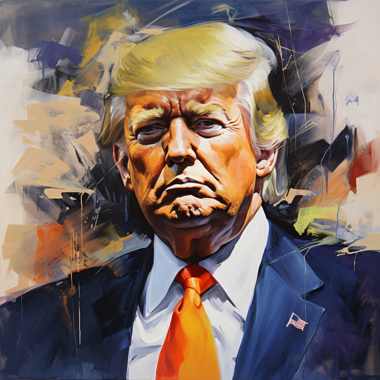 Akryl Donald Trump-målning, samtida väggkonst, väggdekor för kontor av F. Abderrahim