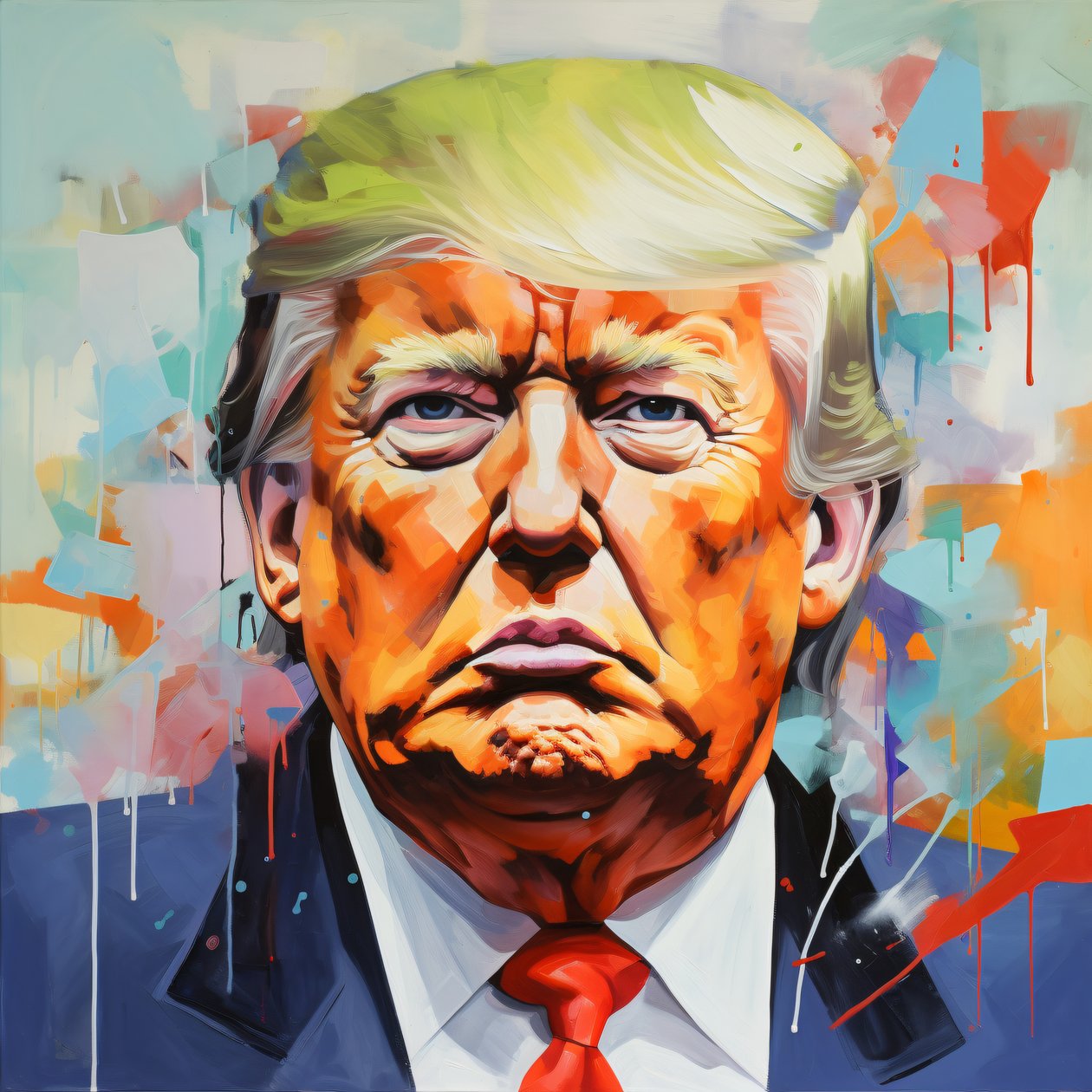 Donald Trump Canvas Oljemålning Tryck, inramad Trä väggkonsttryck av F. Abderrahim