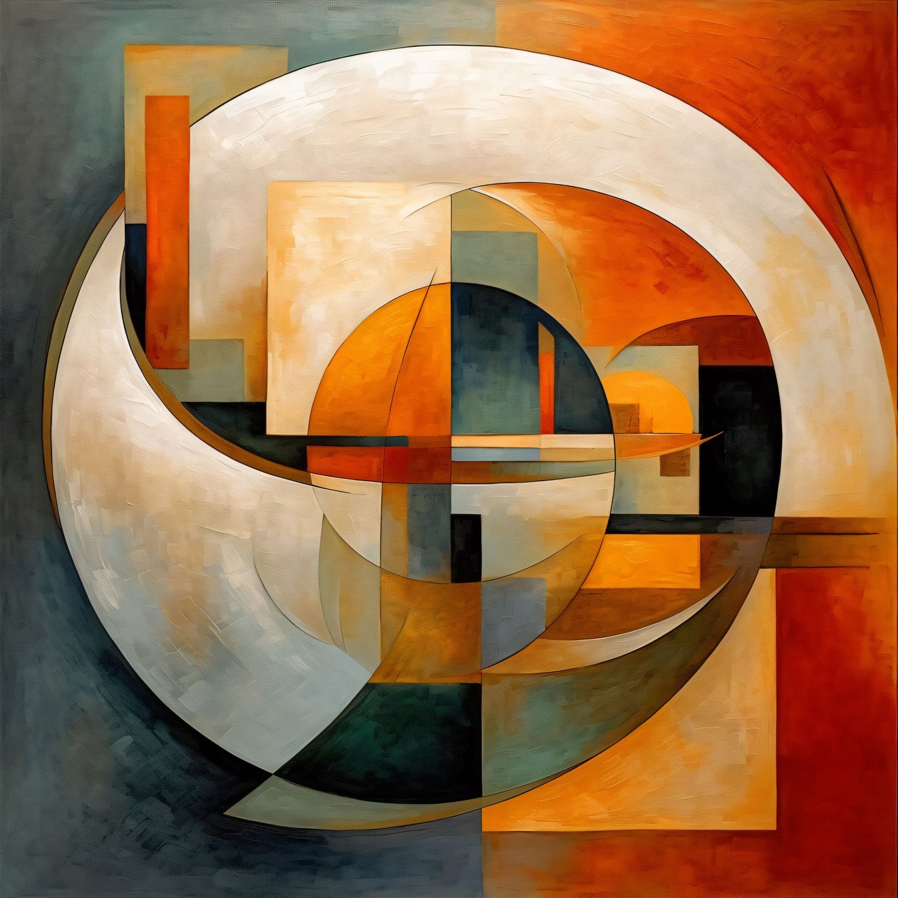 Röd gul blå cirkel, canvas väggkonst Modern abstrakt heminredning av F. Abderrahim