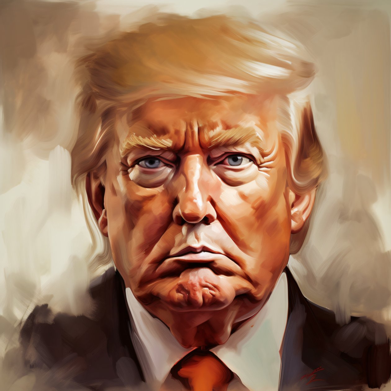Donald trump målning, Inramad poster konsttryck, Väggdekoration för rum av F. Abderrahim