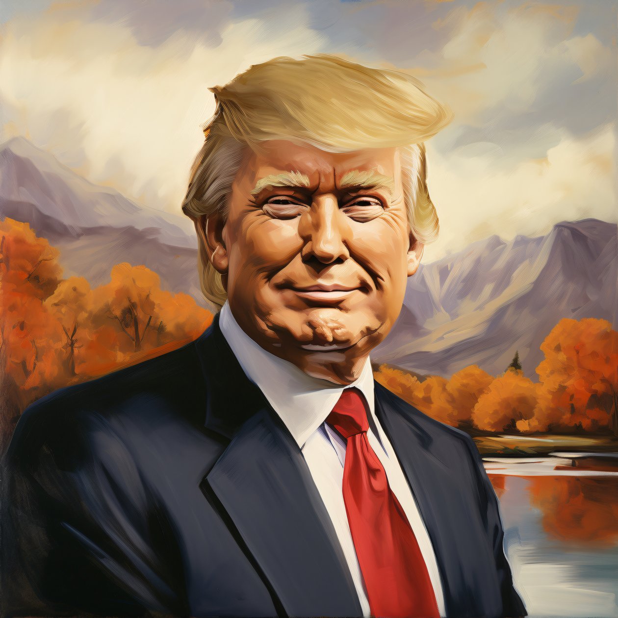 Donald trump-målning, Porträtt av presidenten, väggkonstdekor och canvastavlor av F. Abderrahim