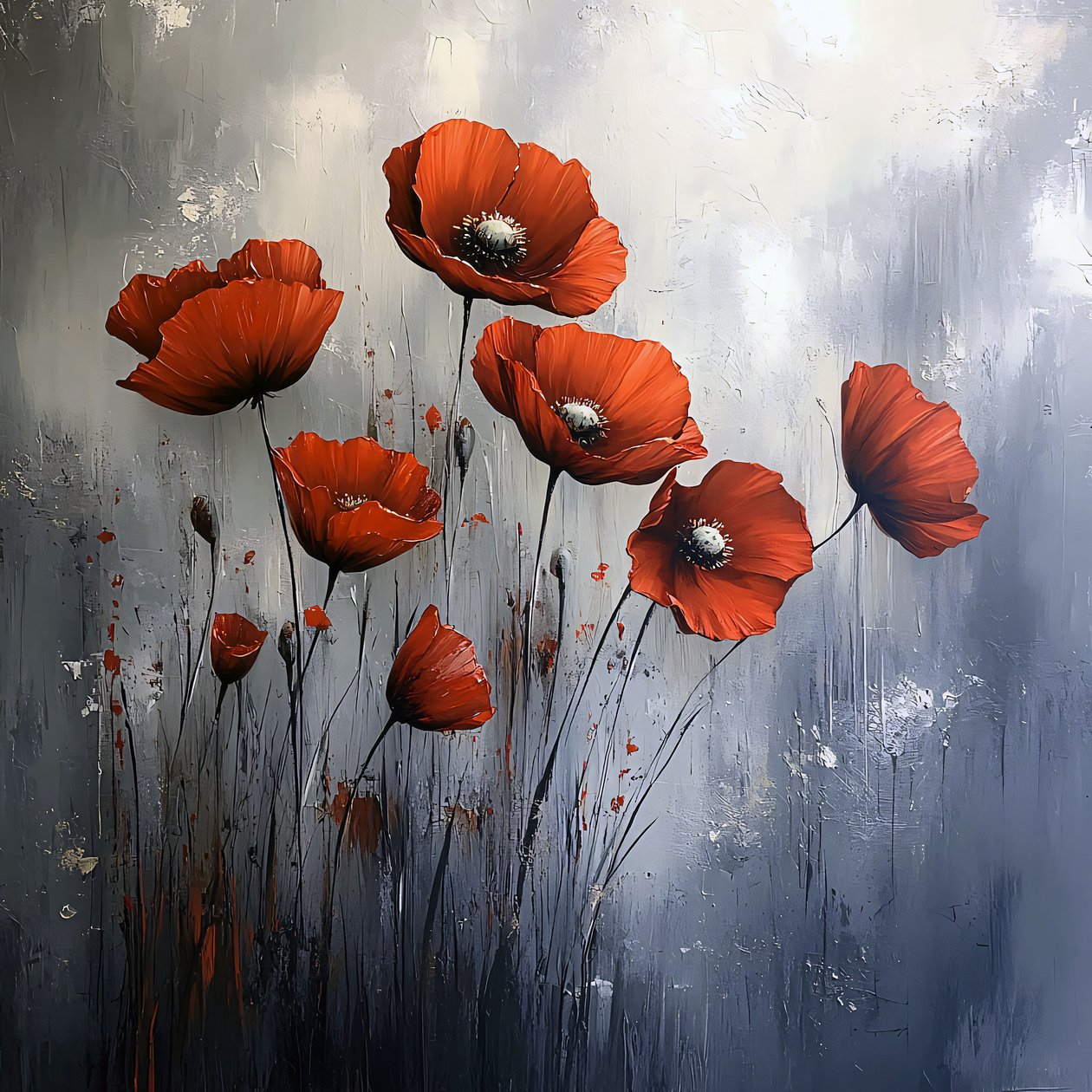 Red Poppies Canvas Wall Art Modern, Väggdekorationer för alla rum av F. Abderrahim