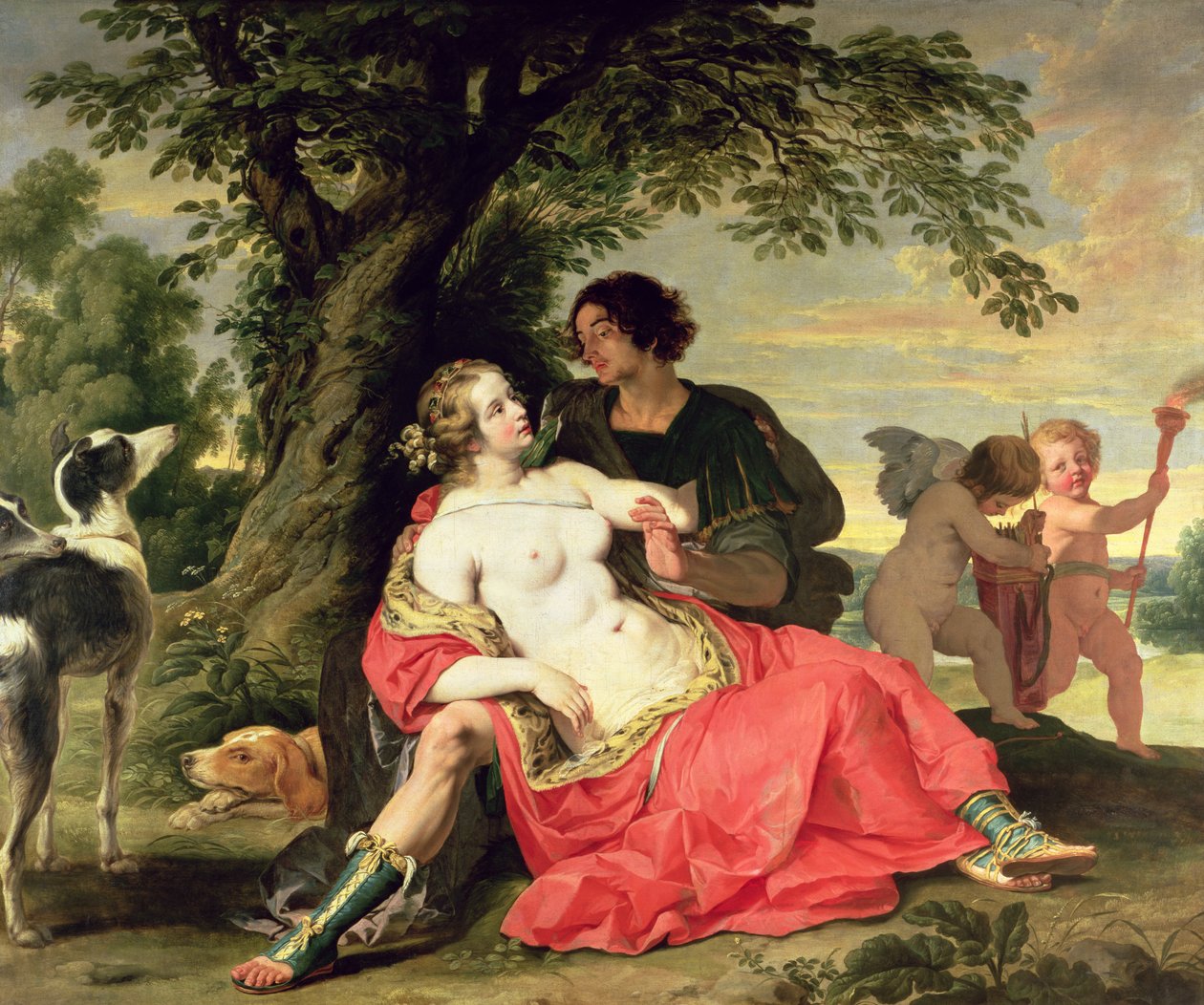 Venus och Adonis, ca 1620 av A. and Wildens, J. Janssens