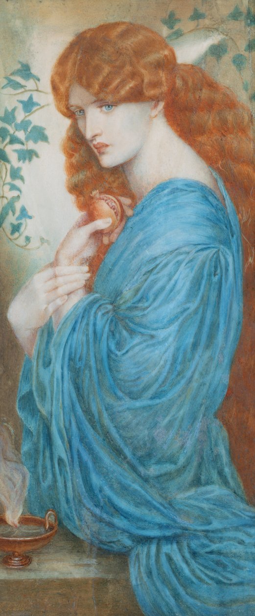 Proserpine efter Gabriel Dante Rossetti, ca 1890 (wc på elfenben) av A. Corsi Lalli