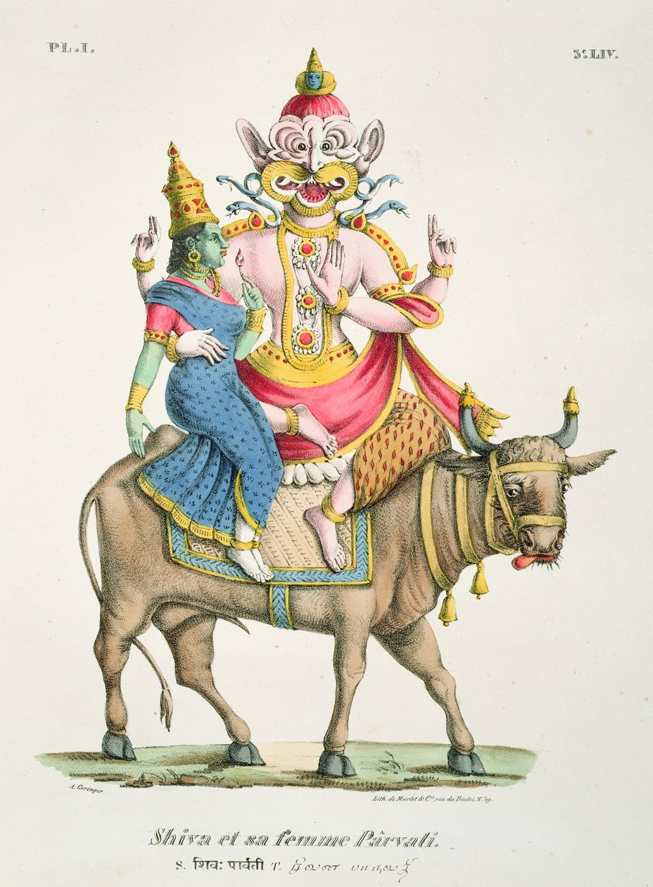 Shiva och Parvati, graverade av de Marlet av A. Geringer