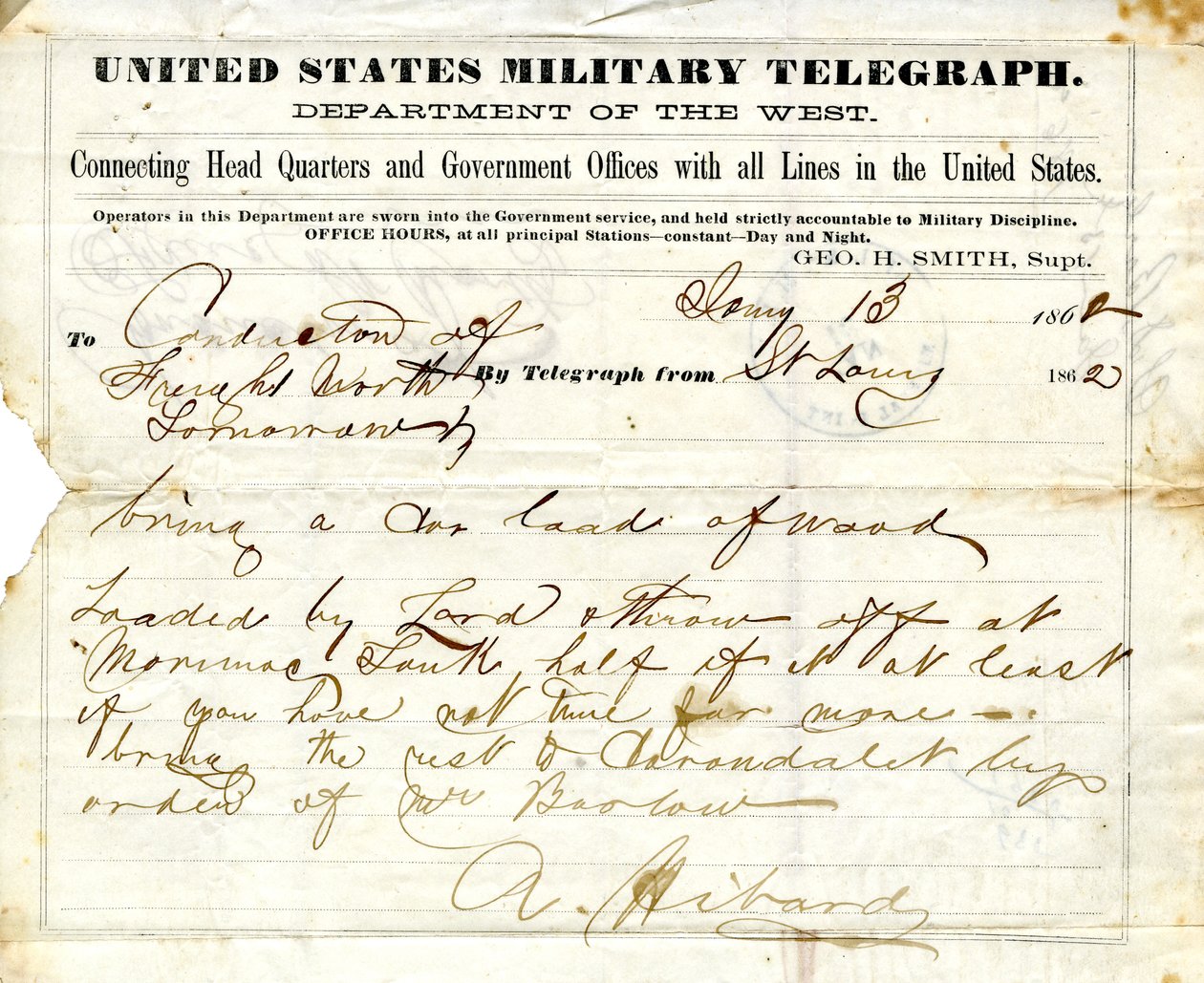 Regarding the movement of supplies av A. Hibard