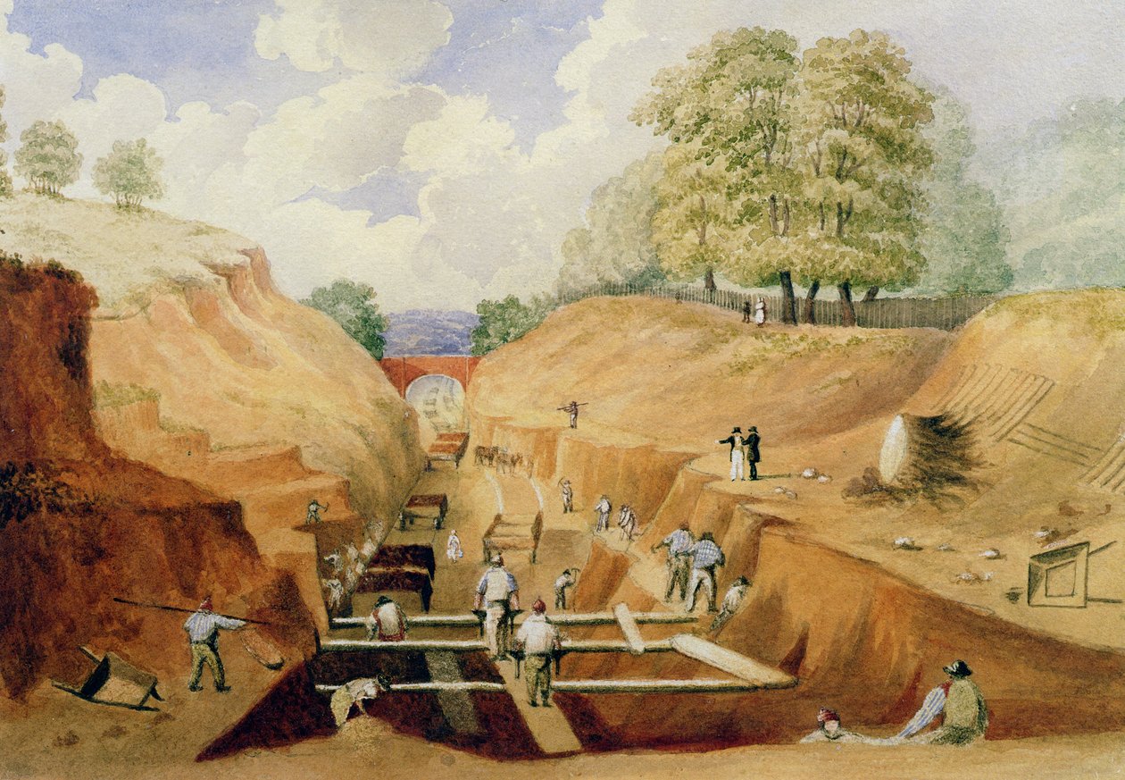 Bygger Brighton Railway, 1840 av A. Simpson