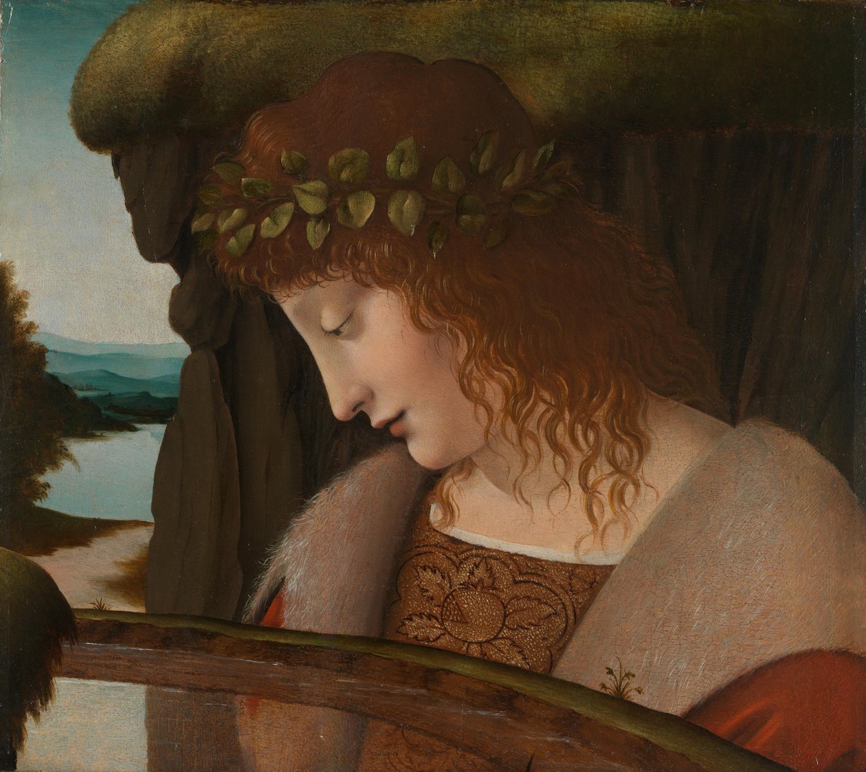 Narciss av Leonardo da school of Vinci