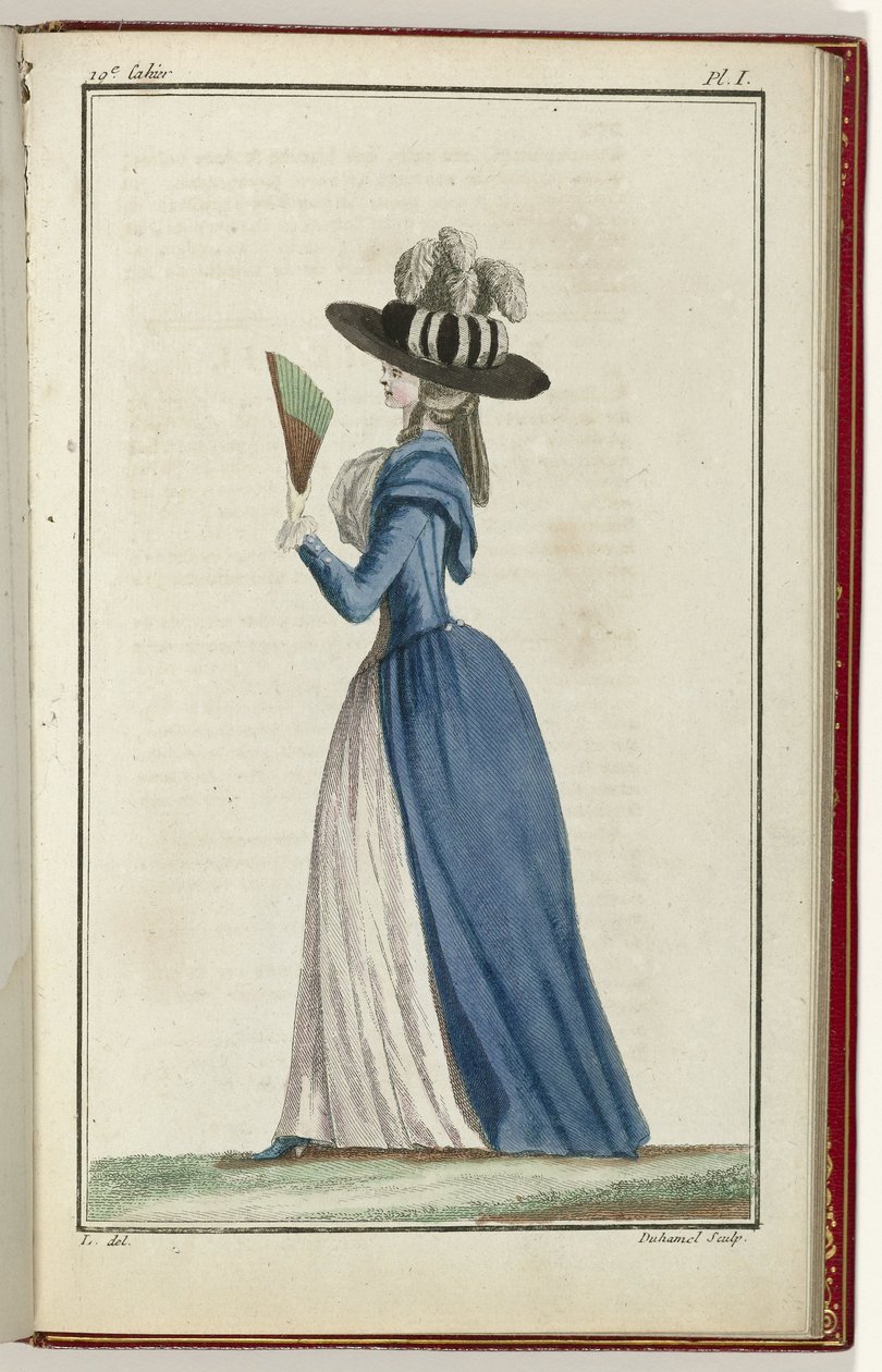 Cabinet des Modes eller New Modes, 15 augusti 1786, pl. jag av A.B. Duhamel