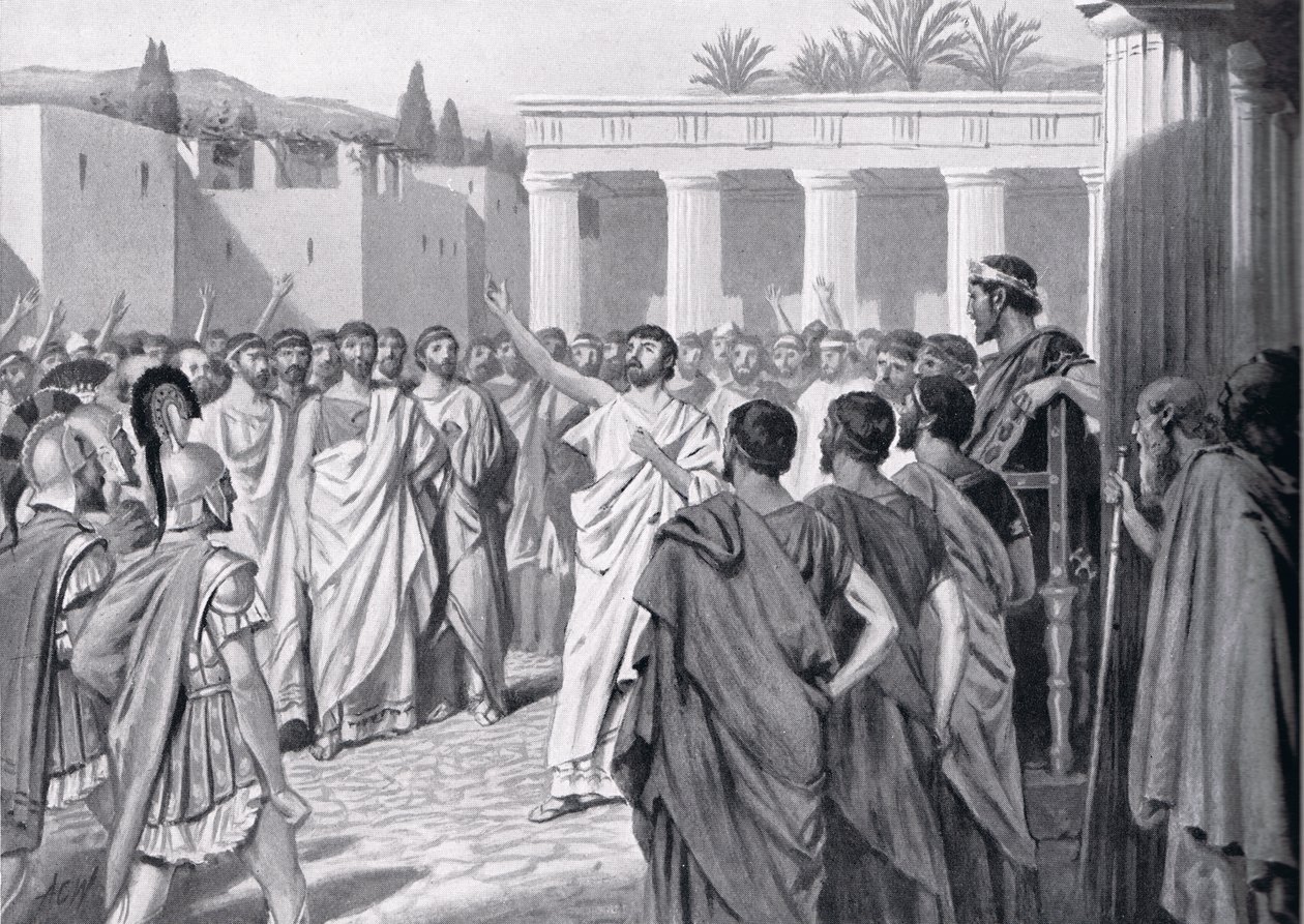 De peloponnesiska staternas kongress i Sparta 432 f.Kr., illustration från 
