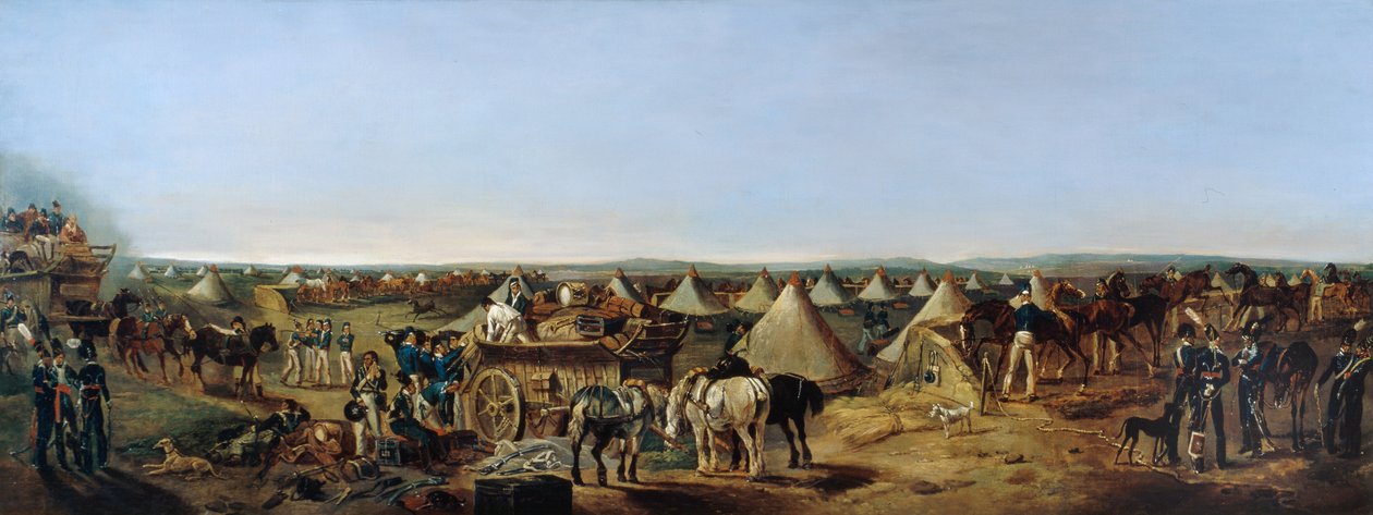 Det 10:e regementet av dragoner anländer till lägret, Brighton, ca 1803 av A.E. Eglington