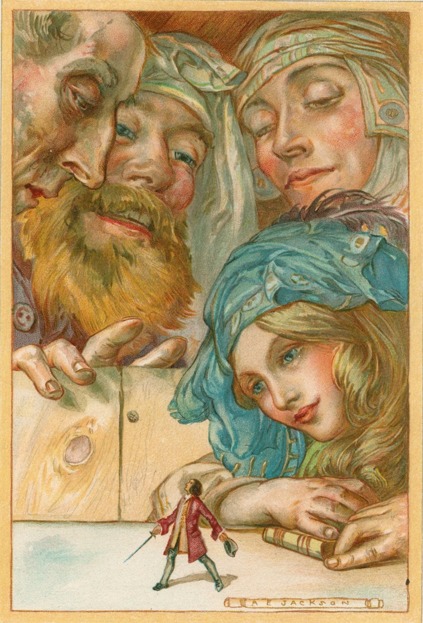 Scen från Gullivers resor av Jonathan Swift, 1911 av AE Jackson