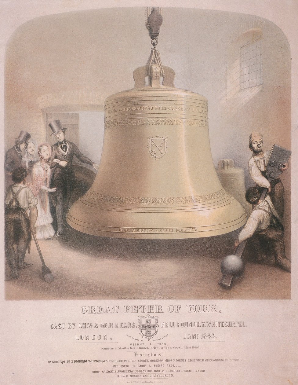 Utsikt över den stora Peter av York-klockan, 1845. av AR Grieve