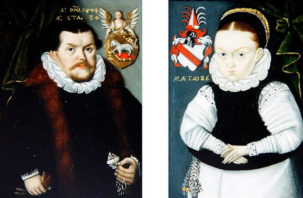 Ett par porträtt, ca 1594 (olja på koppar) av A. A. Monogrammist