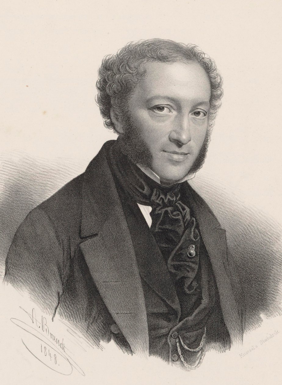 Porträtt av pianisten och kompositören Ignaz Moscheles 1794-1870, av A. Brandt