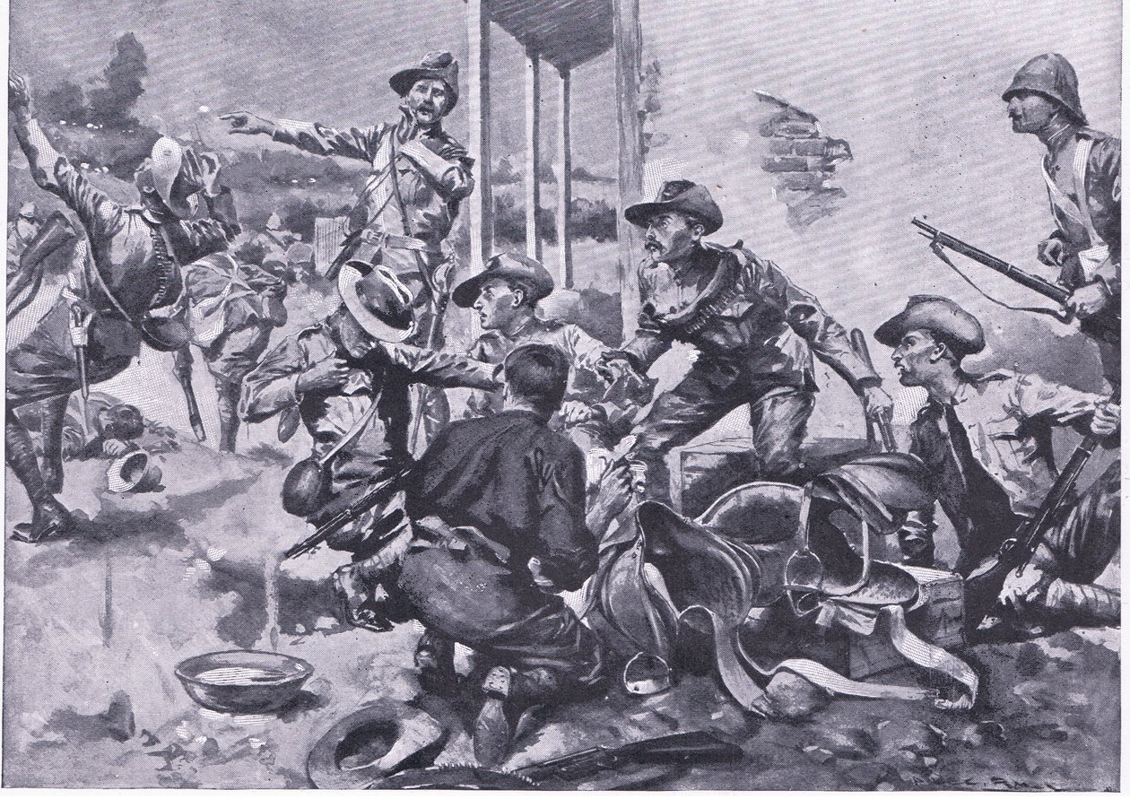 Attacken på Hamel Fontein Farm, från After Pretoria: The Guerilla War publicerad av Harmsworth Bros Limited, 1901 av A. C. Ball