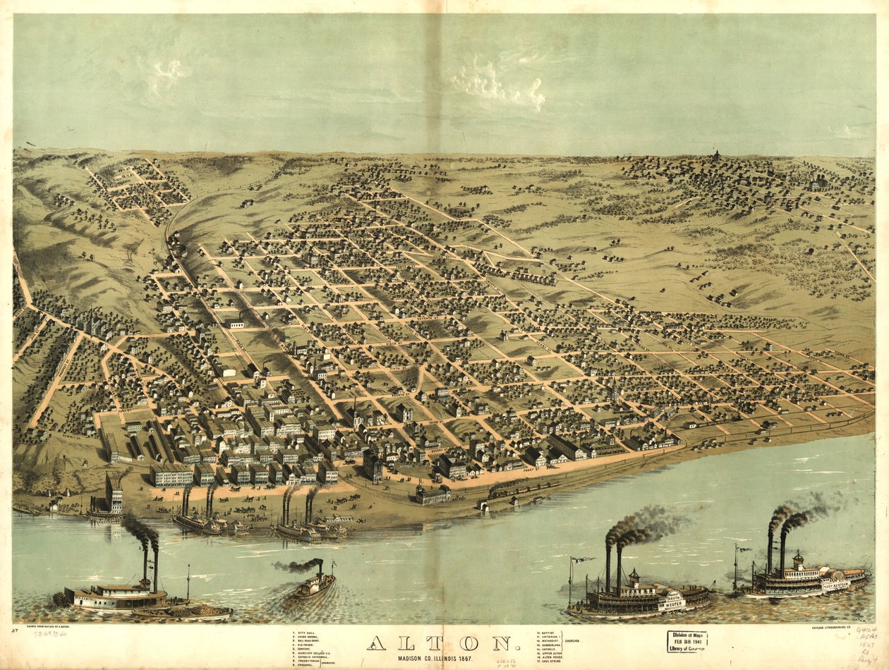 Alton, Madison Co., Illinois 1867. LOC 73693340 av A.; Chicago Lithographing Co. Ruger