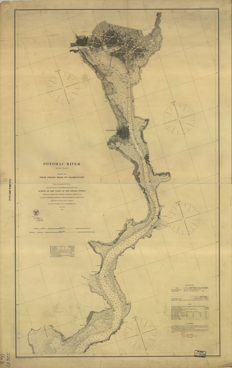 Potomac River (i fyra ark): Blad nr. 4, från Indian Head till Georgetown av A. D. United States Coast Survey; Bache