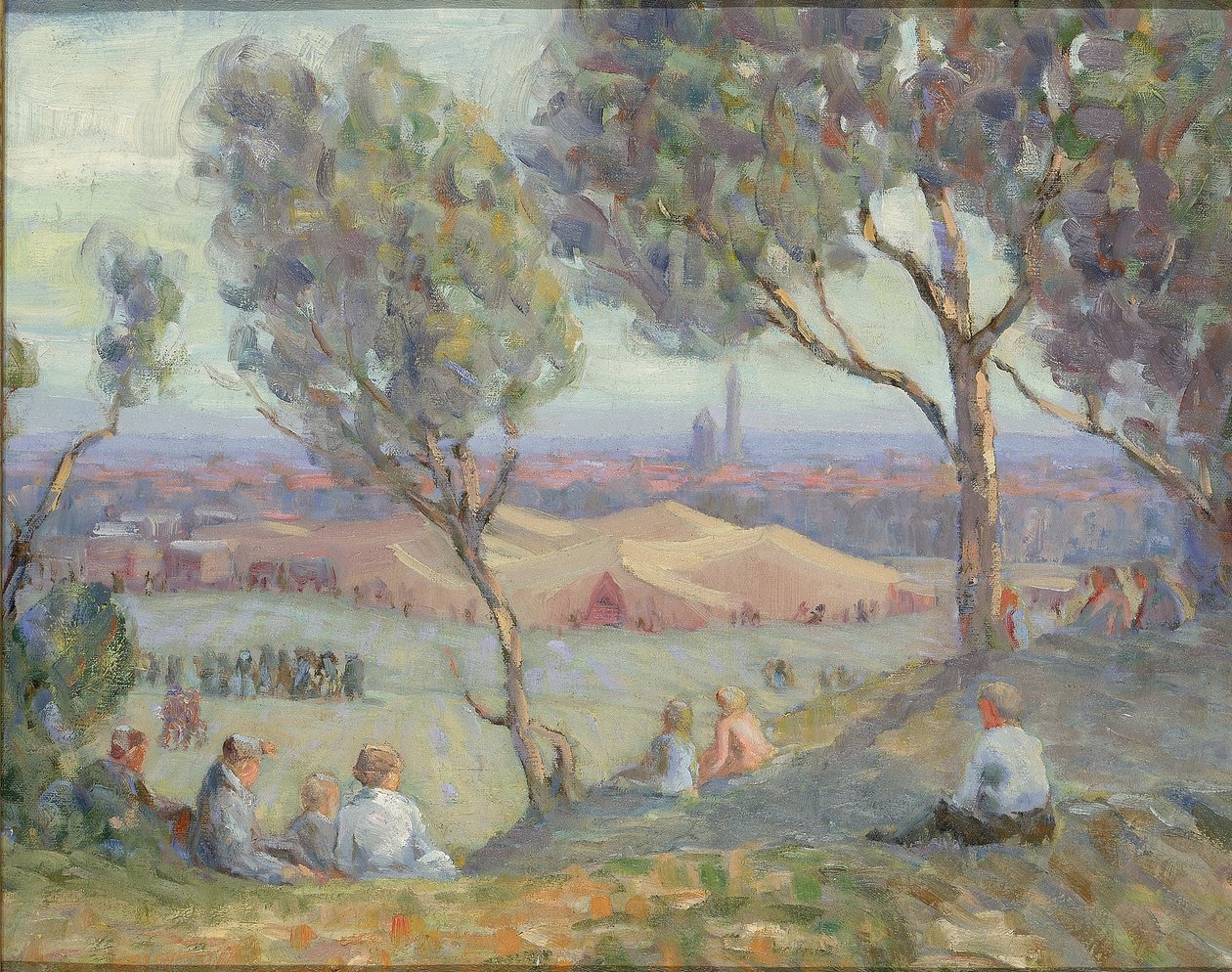 Utsikt från Arlington Heights, med Chautaqua Tents och Washington Monument i bakgrunden av A. H. O. Rolle