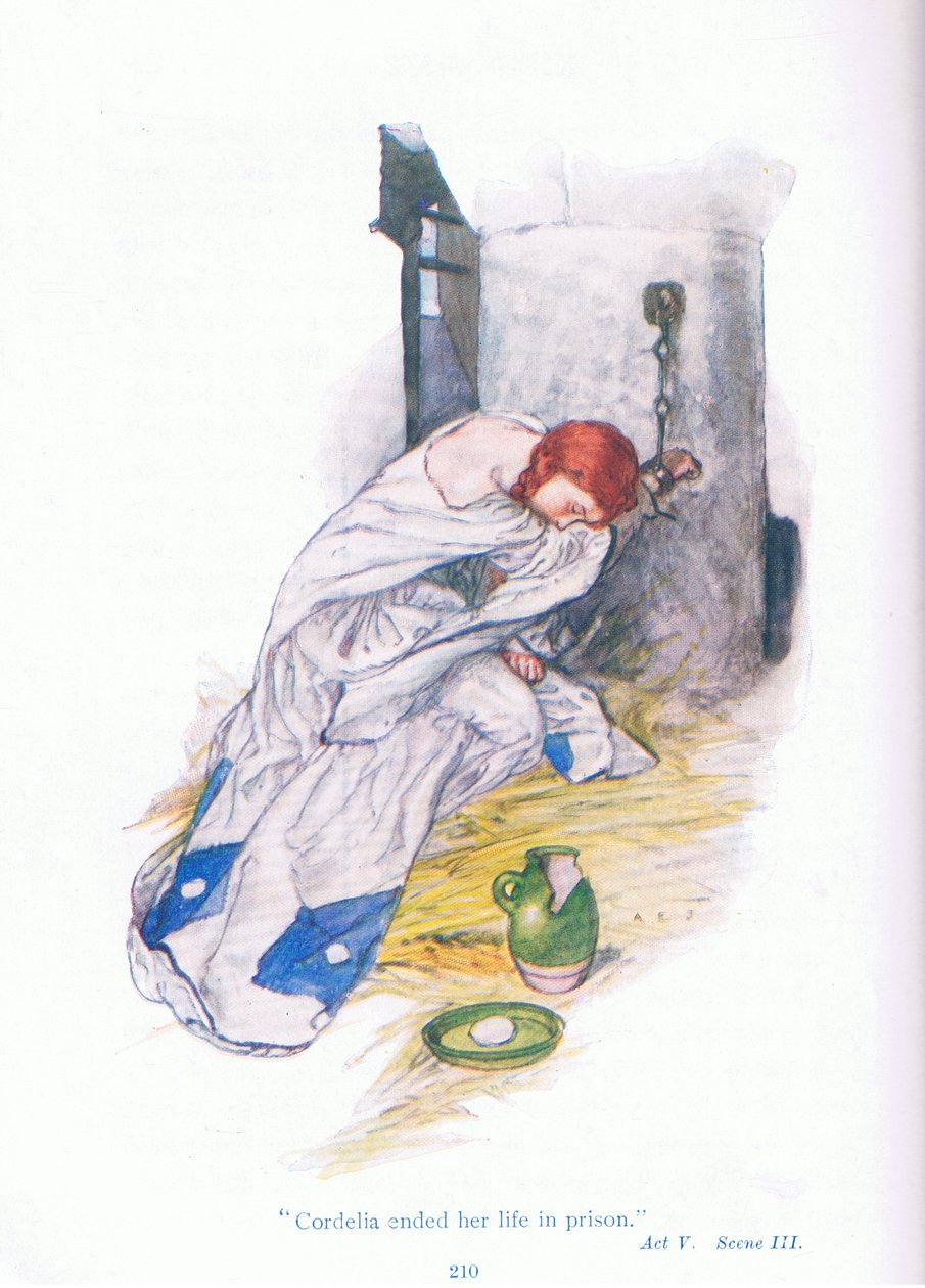 Cordelia slutade sitt liv i fängelse (King Lear), från Tales from Shakespeare pub. av Ward Lock & Co Ltd av A. Jackson