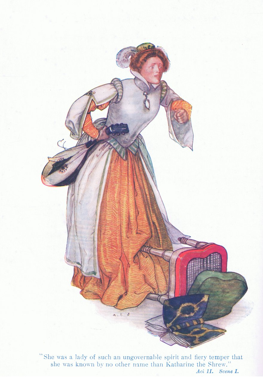 Katherine var en dam med ostyrlig ande och brinnande humör (The Taming of the Shrew), från Tales from Shakespeare pub. av Ward Lock & Co Ltd av A. Jackson