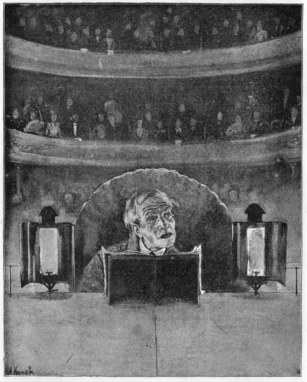 Hur en skådespelare ser på sin publik och suffören, ca 1890 av A. Kamak