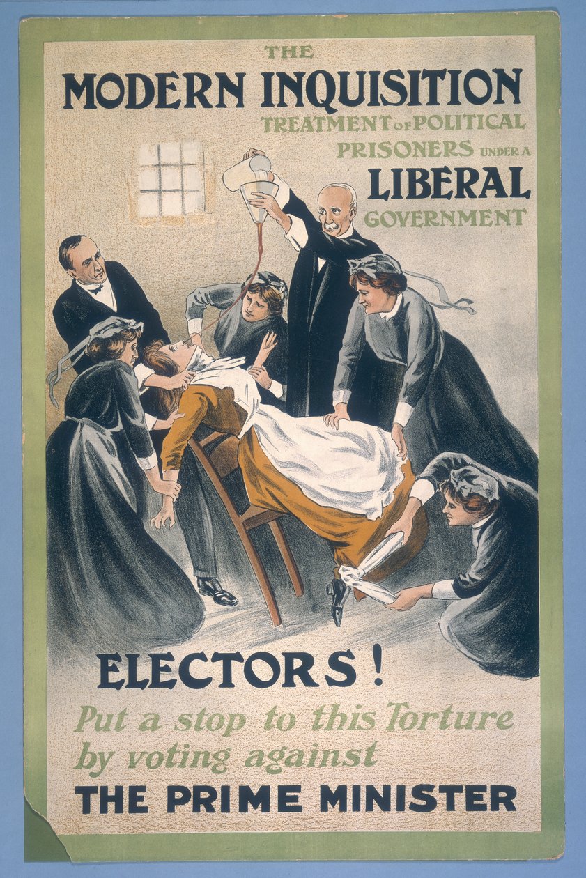 En suffragettfånge som tvångsmatas, 1910 av A Patriot