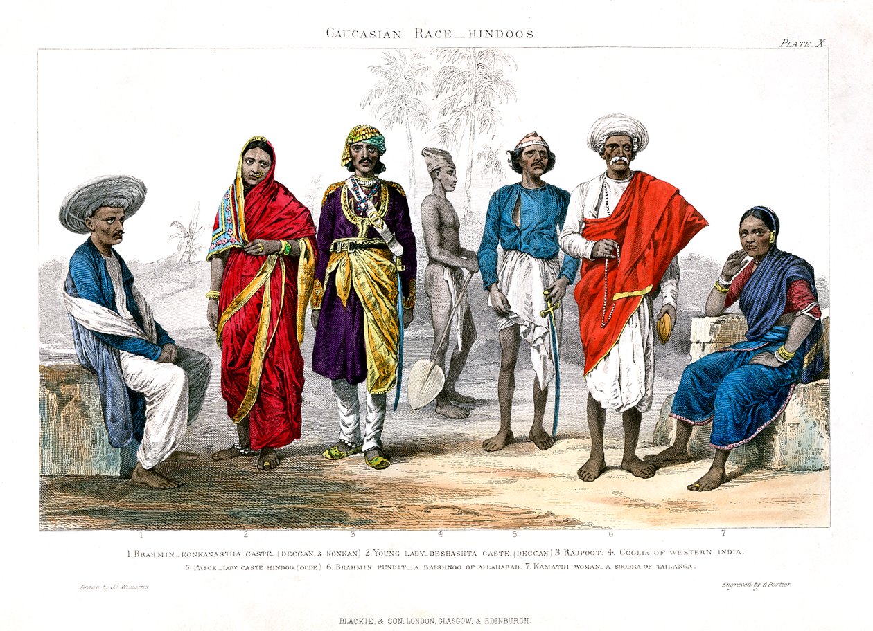 Kaukasisk ras, hinduer, 1800-1900. av A. Portier
