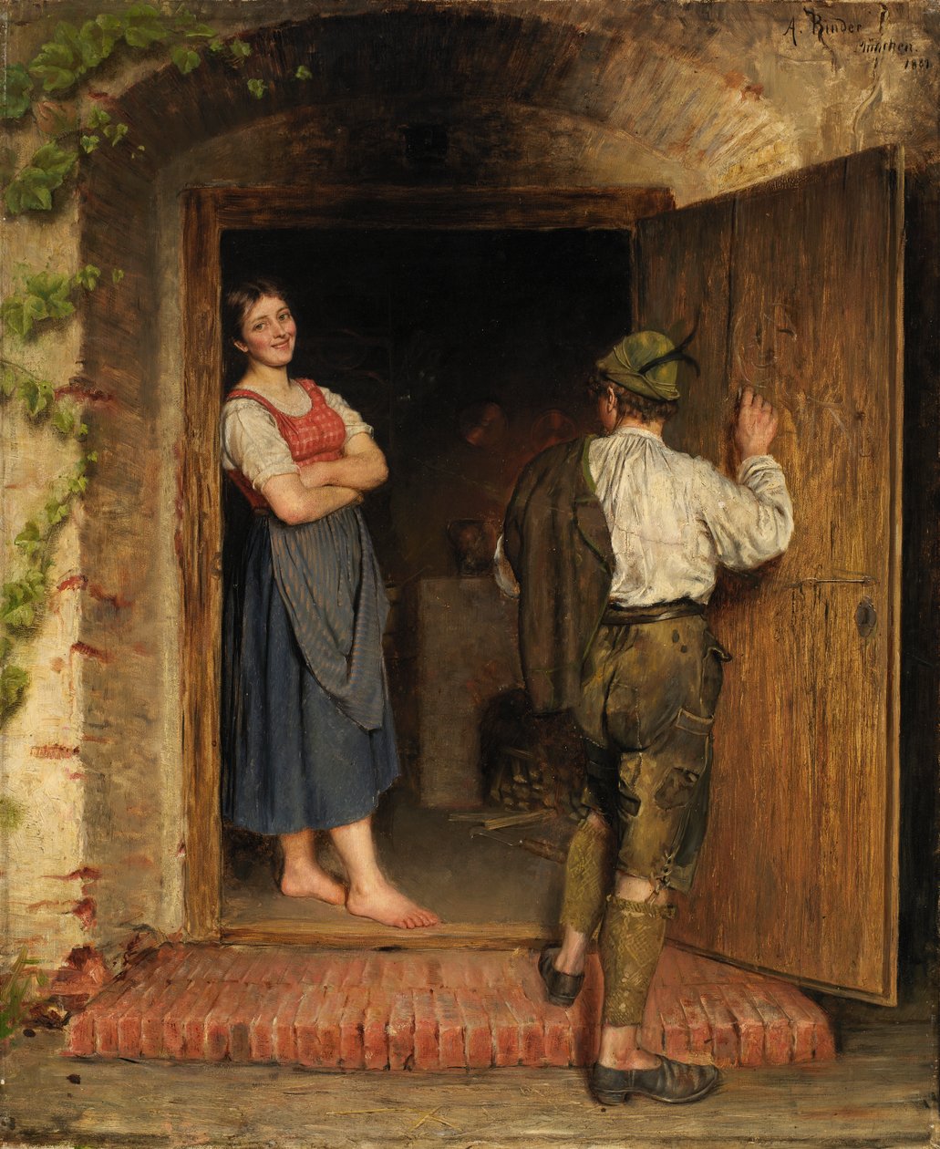 Ritning på dörr, 1887. av A. Rinder