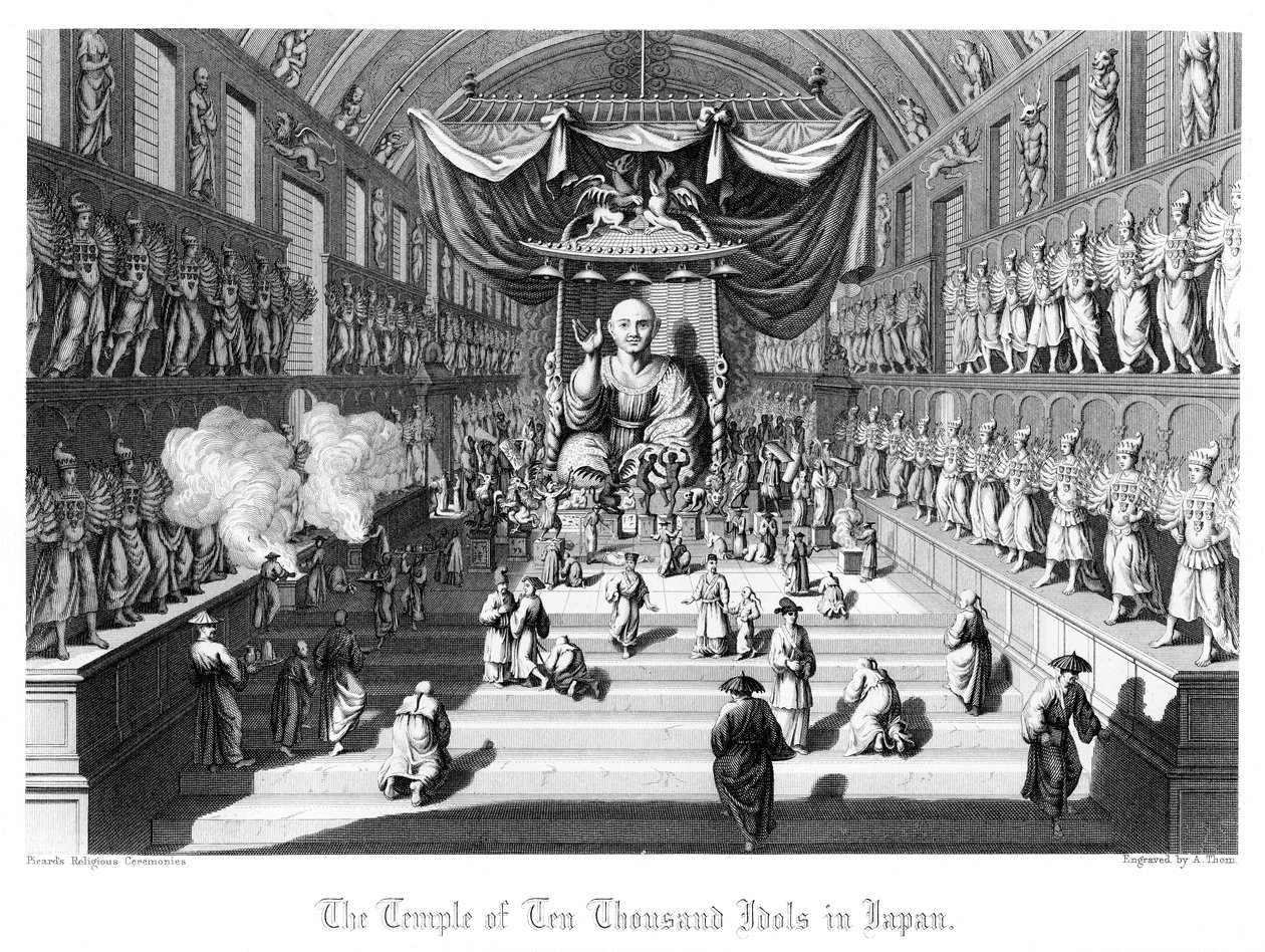 Templet för tiotusen idoler i Japan, c1860. av A. Thom