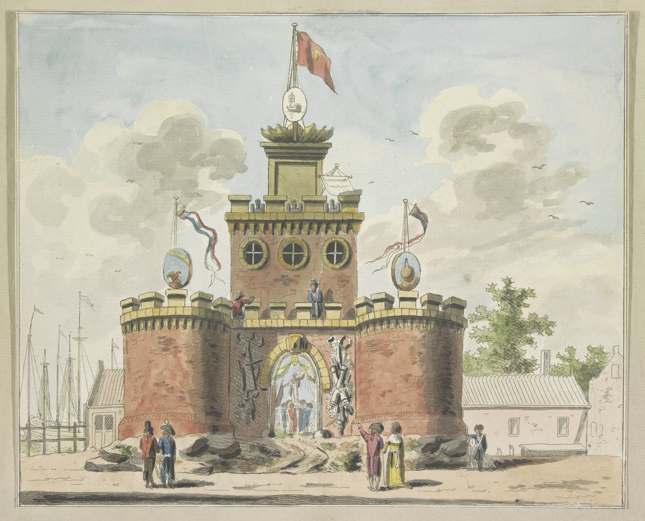 General Arms, dekoration på Kadijksplein, 1795 Tio plåtar av dekorationerna vid Alliantiefeest i Amsterdam 1795 (serietitel) av A. Verkerk