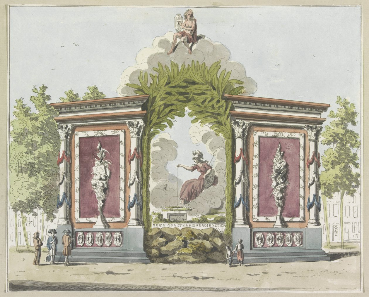 Arts and Sciences, dekoration på Noordermarkt, 1795 Tio plåtar med dekorationerna vid Alliantiefeest i Amsterdam 1795 (serietitel) av A. Verkerk