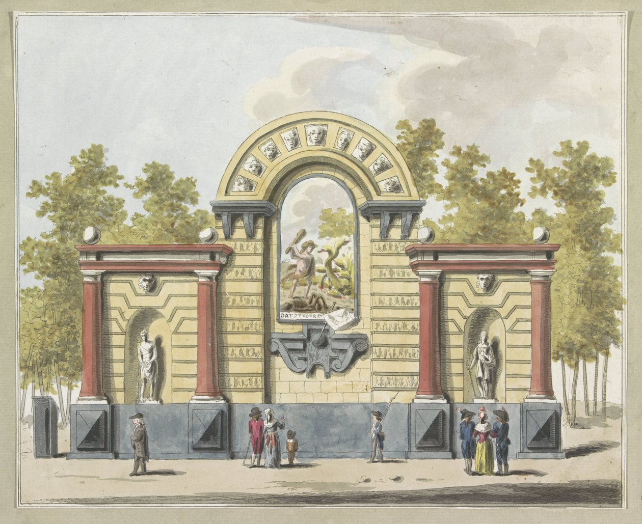 Förstörelse av aristokratin, dekoration på Westermarkt, 1795 Tio plåtar av dekorationerna vid Alliantiefeest i Amsterdam 1795 (serietitel) av A. Verkerk