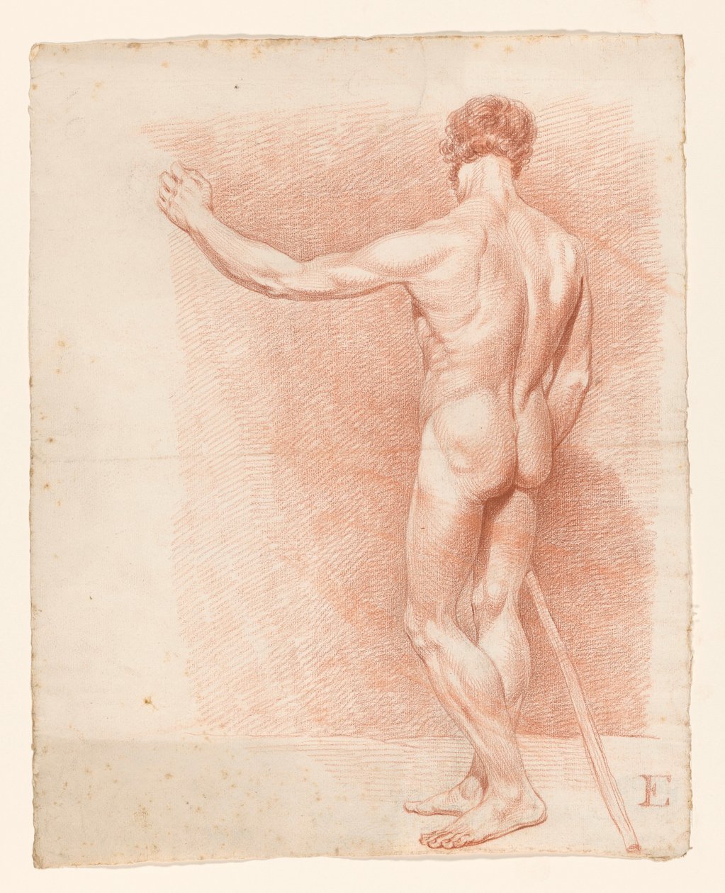 Stående manlig naken, sedd bakifrån av A. Waterloo (attributed to)