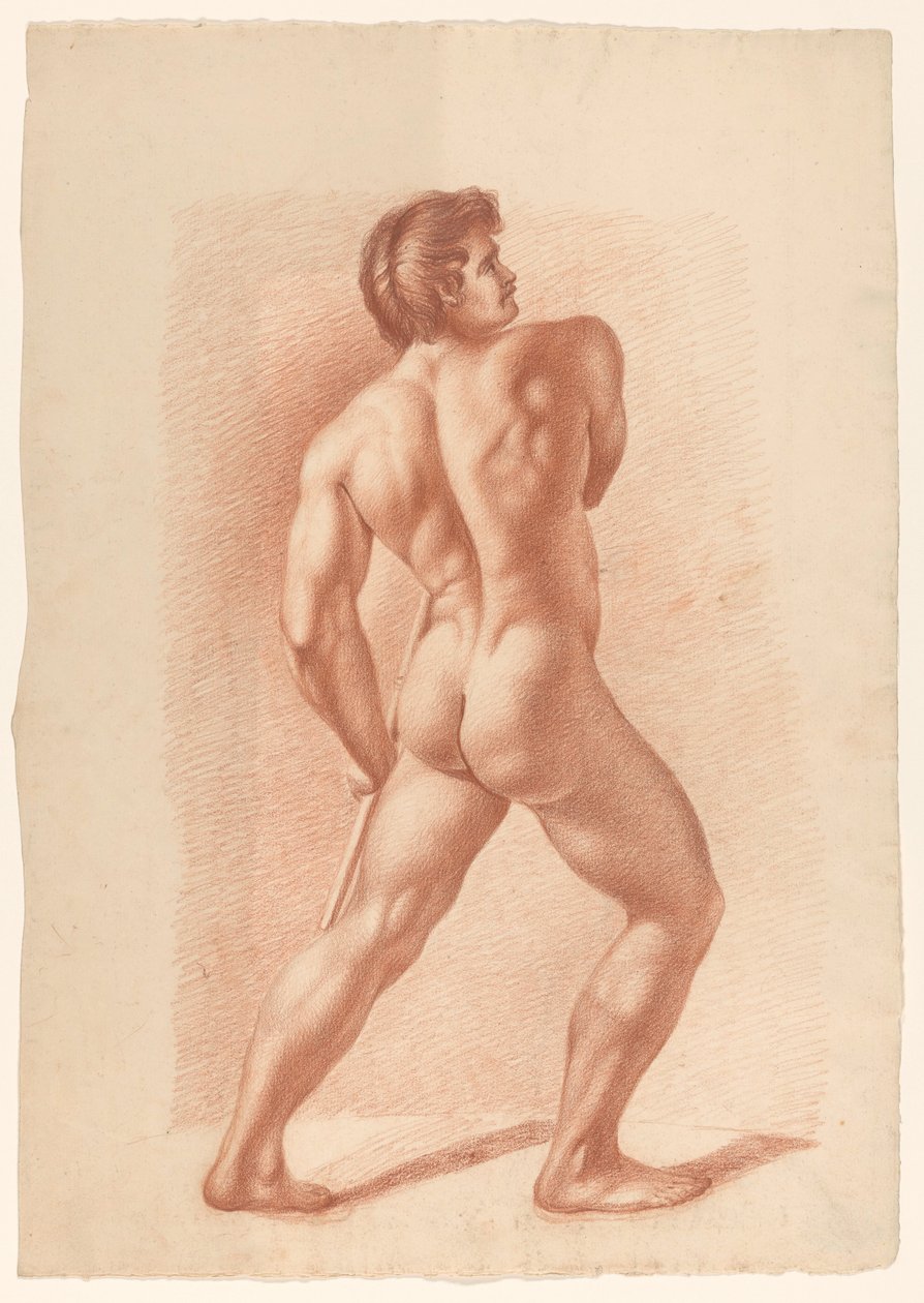 Stående manlig naken, sedd bakifrån av A. Waterloo (attributed to)