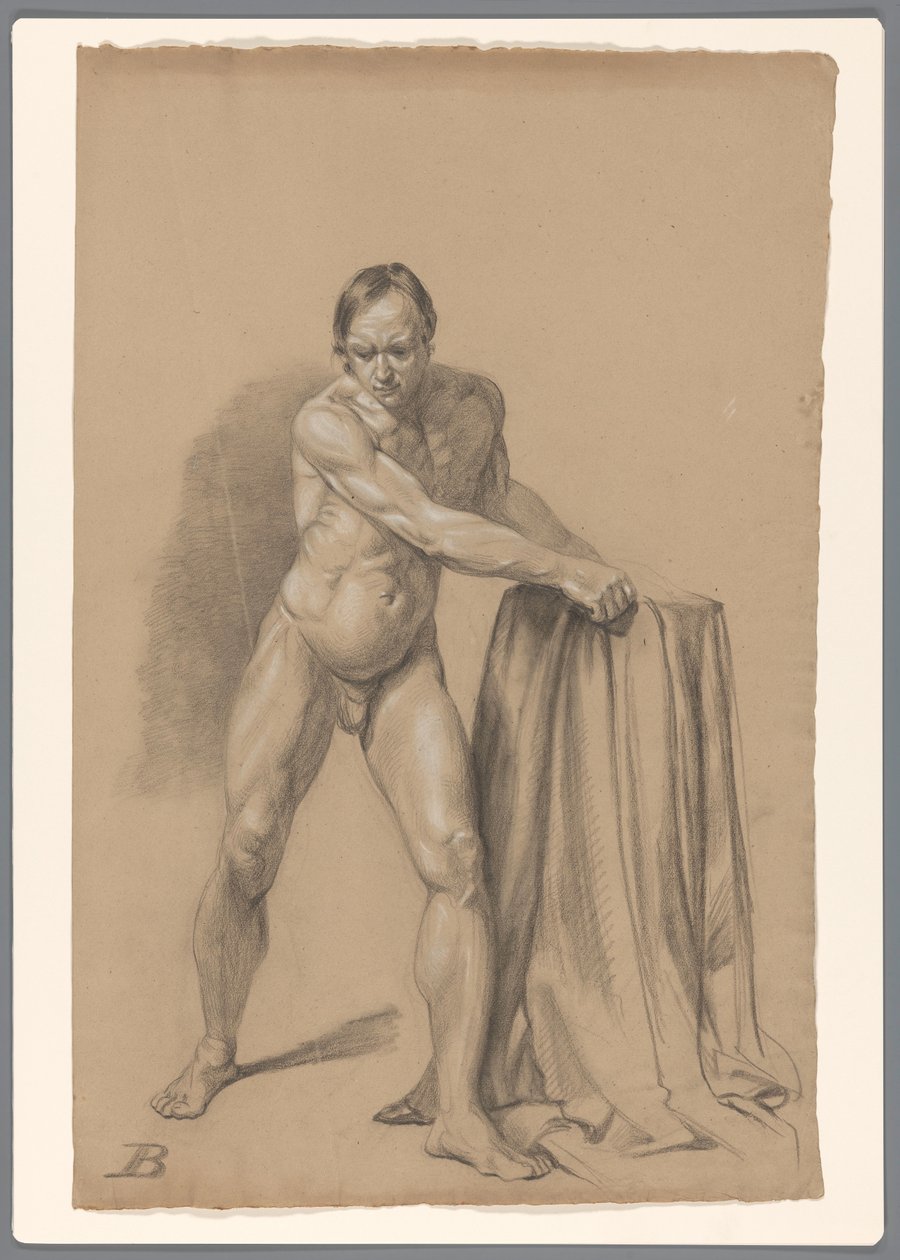 Stående manlig naken, sedd framifrån av A. Waterloo (attributed to)
