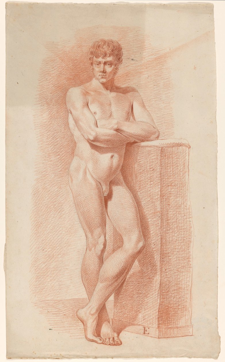 Stående manlig naken, sedd framifrån av A. Waterloo (attributed to)