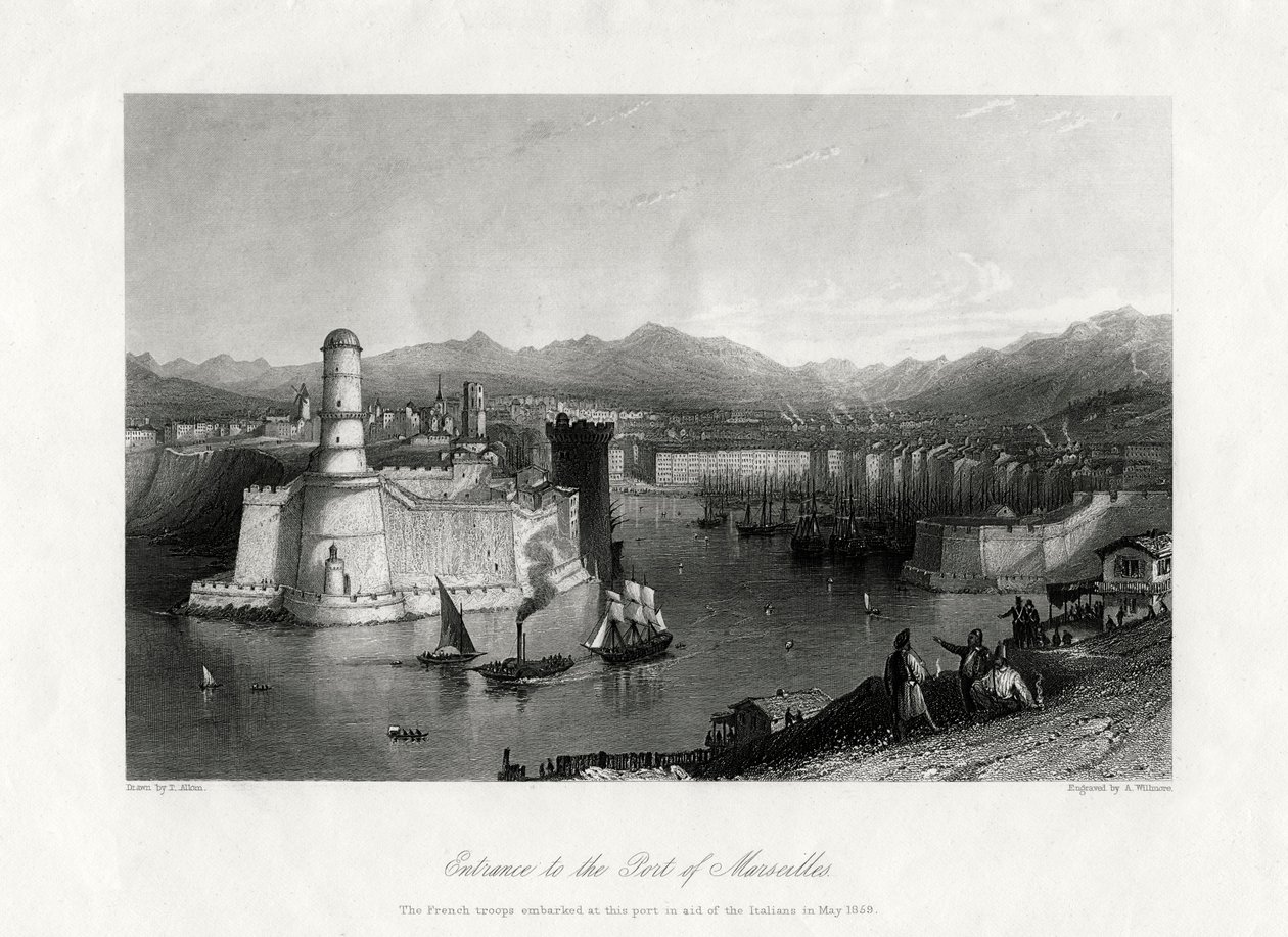 Inloppet till Marseilles hamn, Frankrike, 1875 av A. Willmore