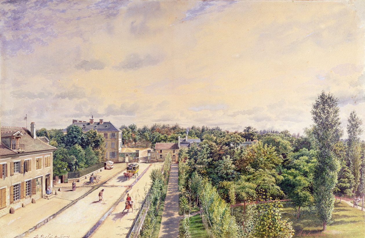 Gästhuset i Sevres, ca 1840 av A. de Lareuziere