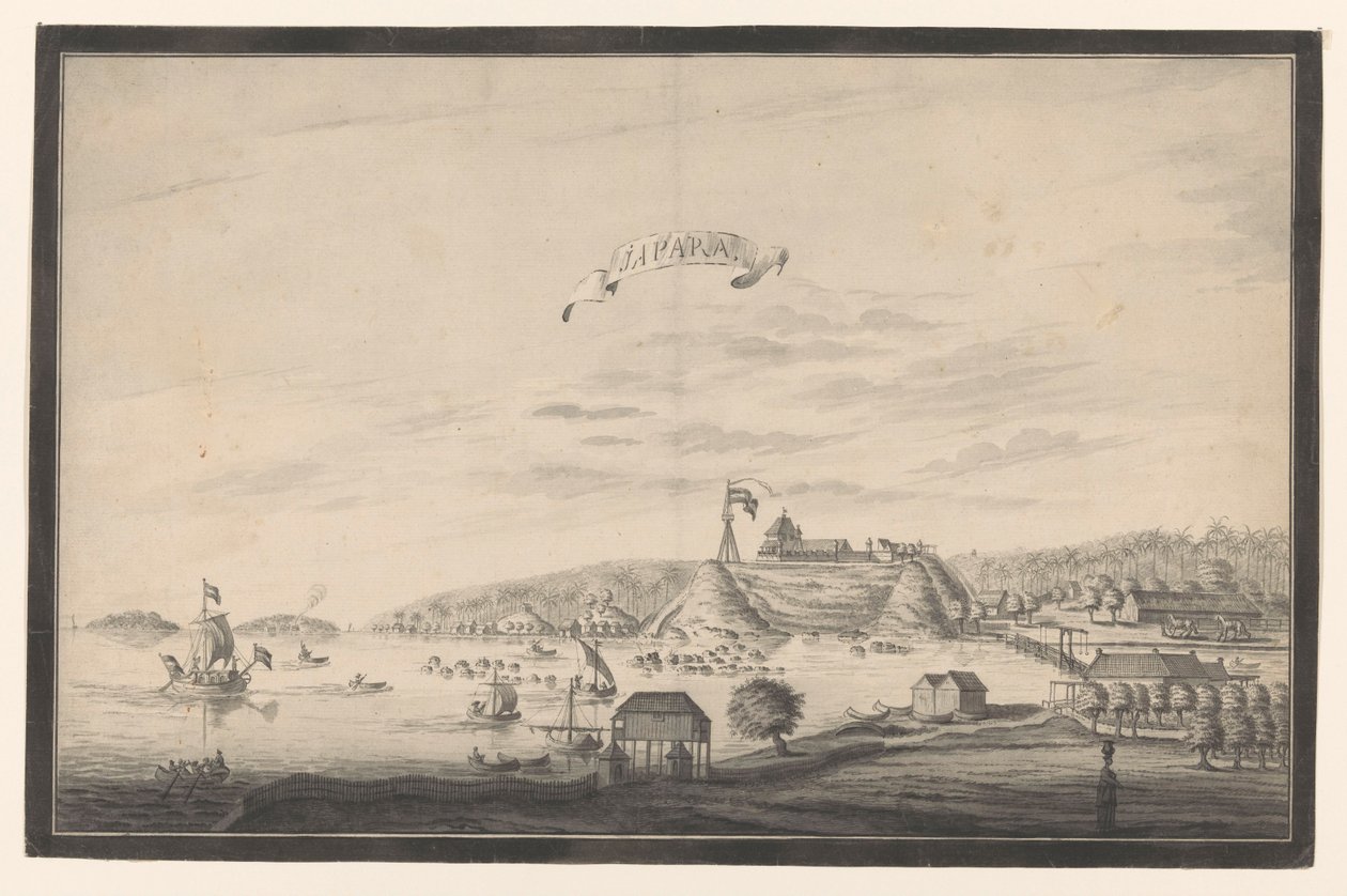 Utsikt över Jepara Japara (titel på objekt) av A. de Nelly (possibly)