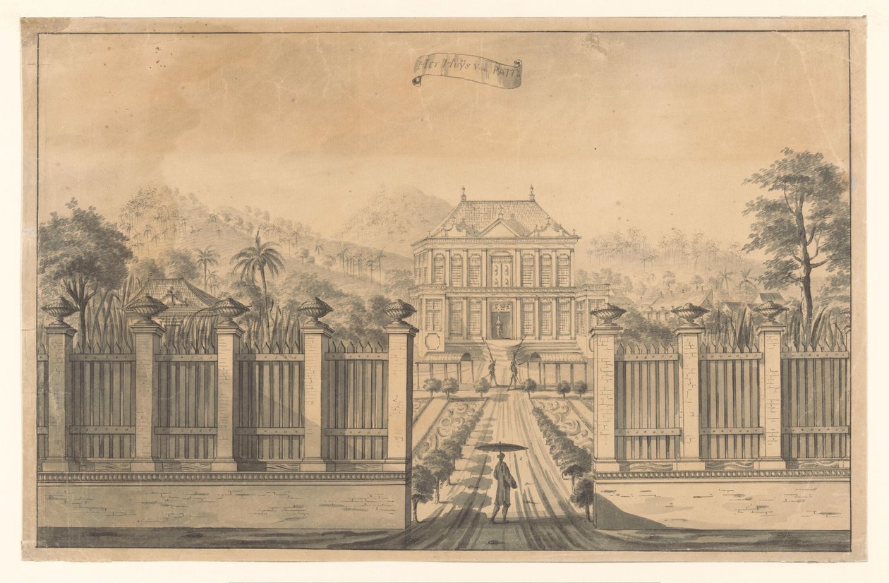 Utsikt över gården Bonjon eller Vredestein The Huijs von Patty (titel på objekt) av A. de Nelly (possibly)