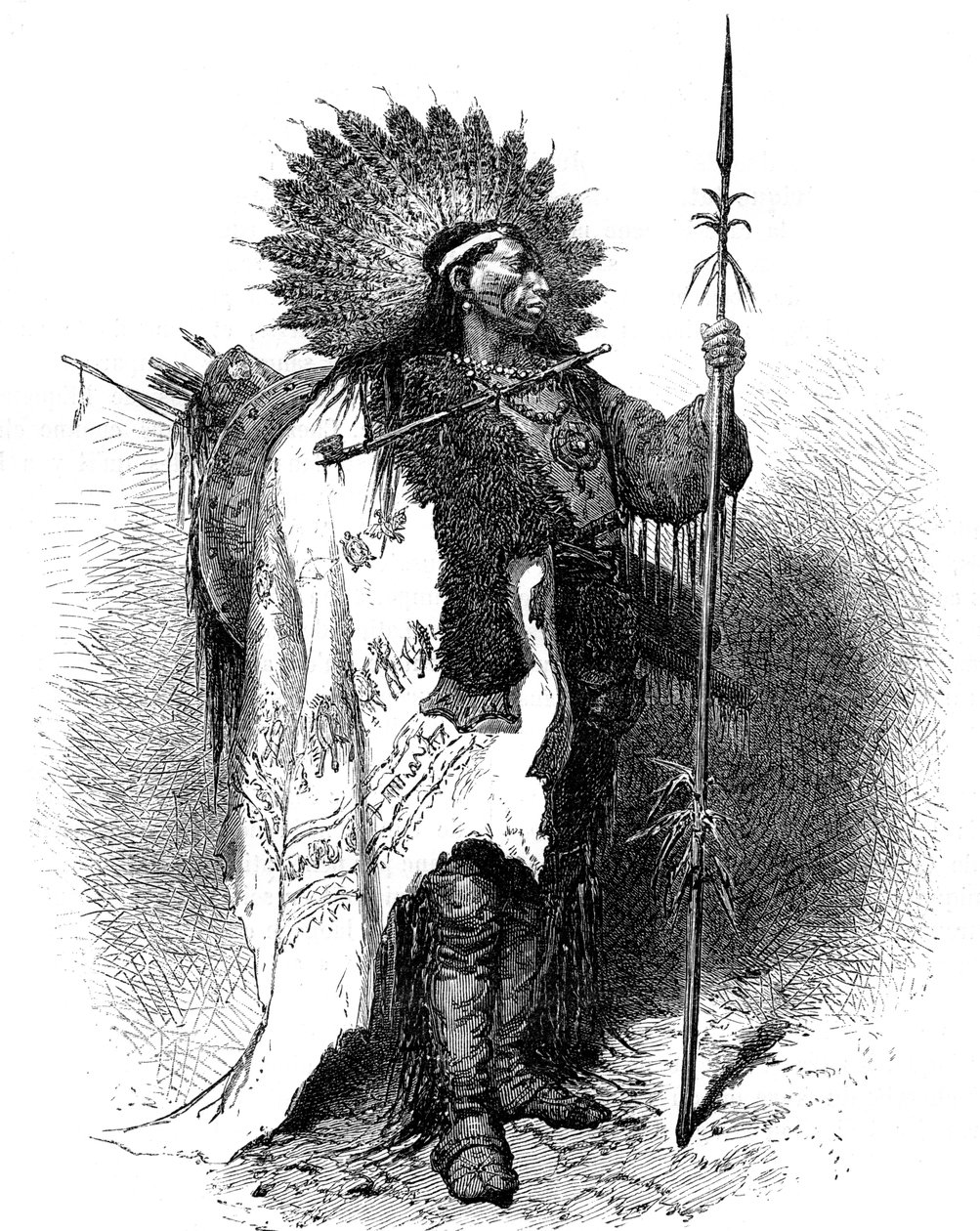 En indian, USA, 1800-talet. av A. de Neuville