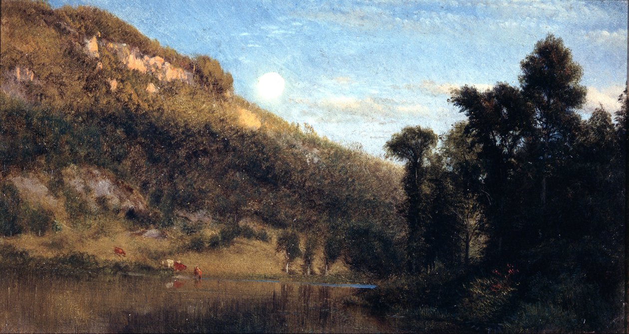 Berkshire Foothills, fullmåne över Meadowbrook av Aaron Draper Shattuck