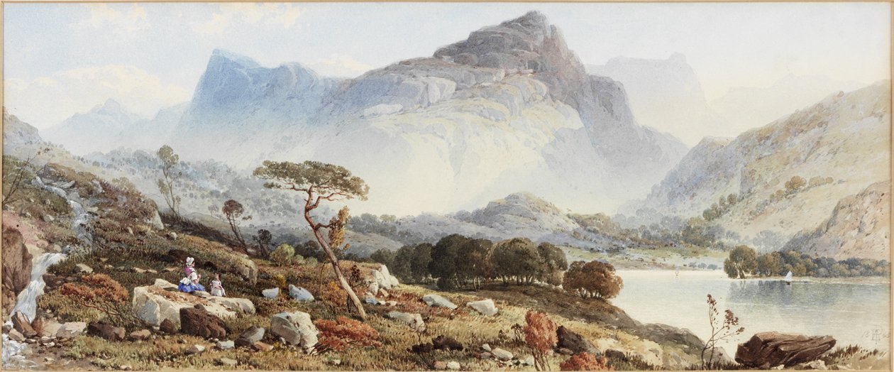 View Near Dolgelly (akvarell och kroppsfärg på papper på kort) av Aaron Edwin Penley