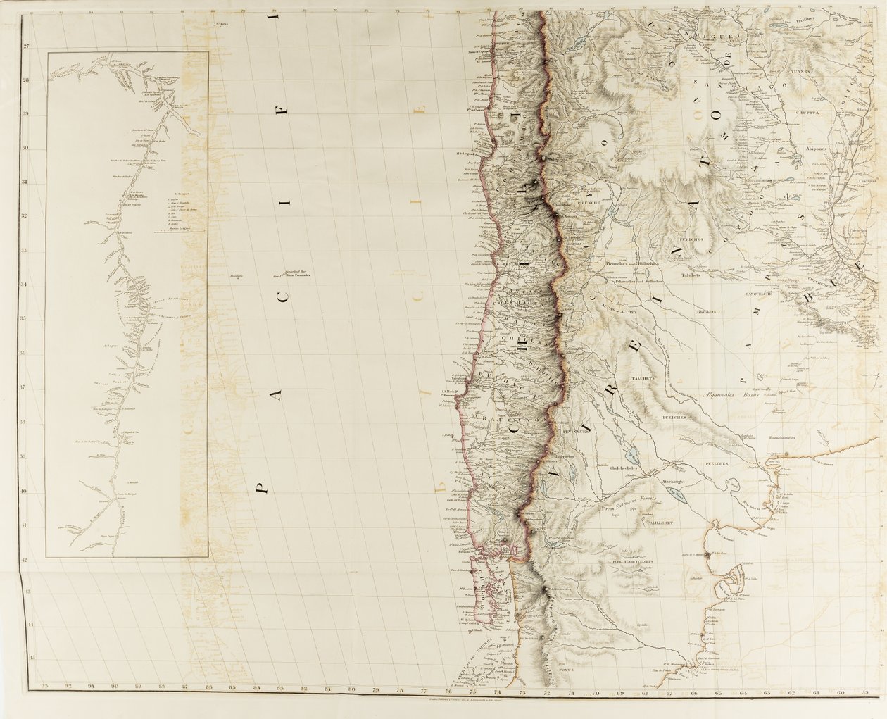 Konturer av de fysiska och politiska divisionerna i Sydamerika av Aaron Arrowsmith