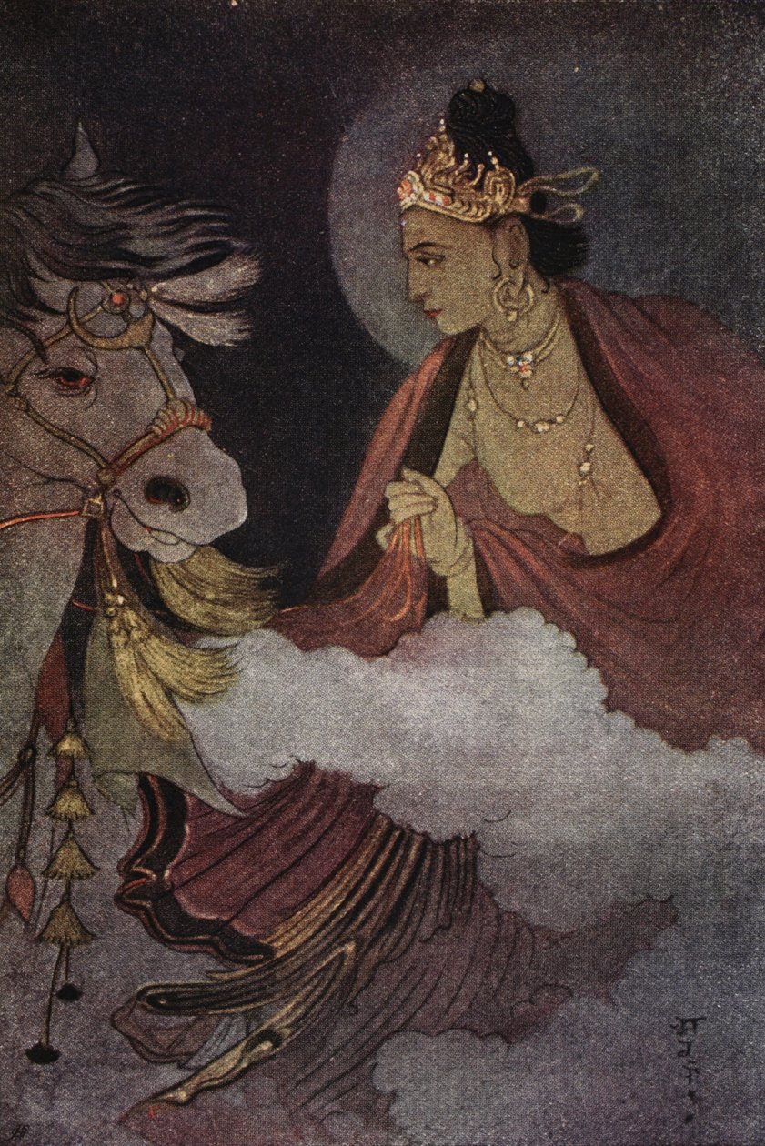 Prins Siddharthas avgång, illustration från "Myths of the Hindus and Buddhists" av syster Nivedita och Ananda Coomaraswamy av Abanindranath Tagore