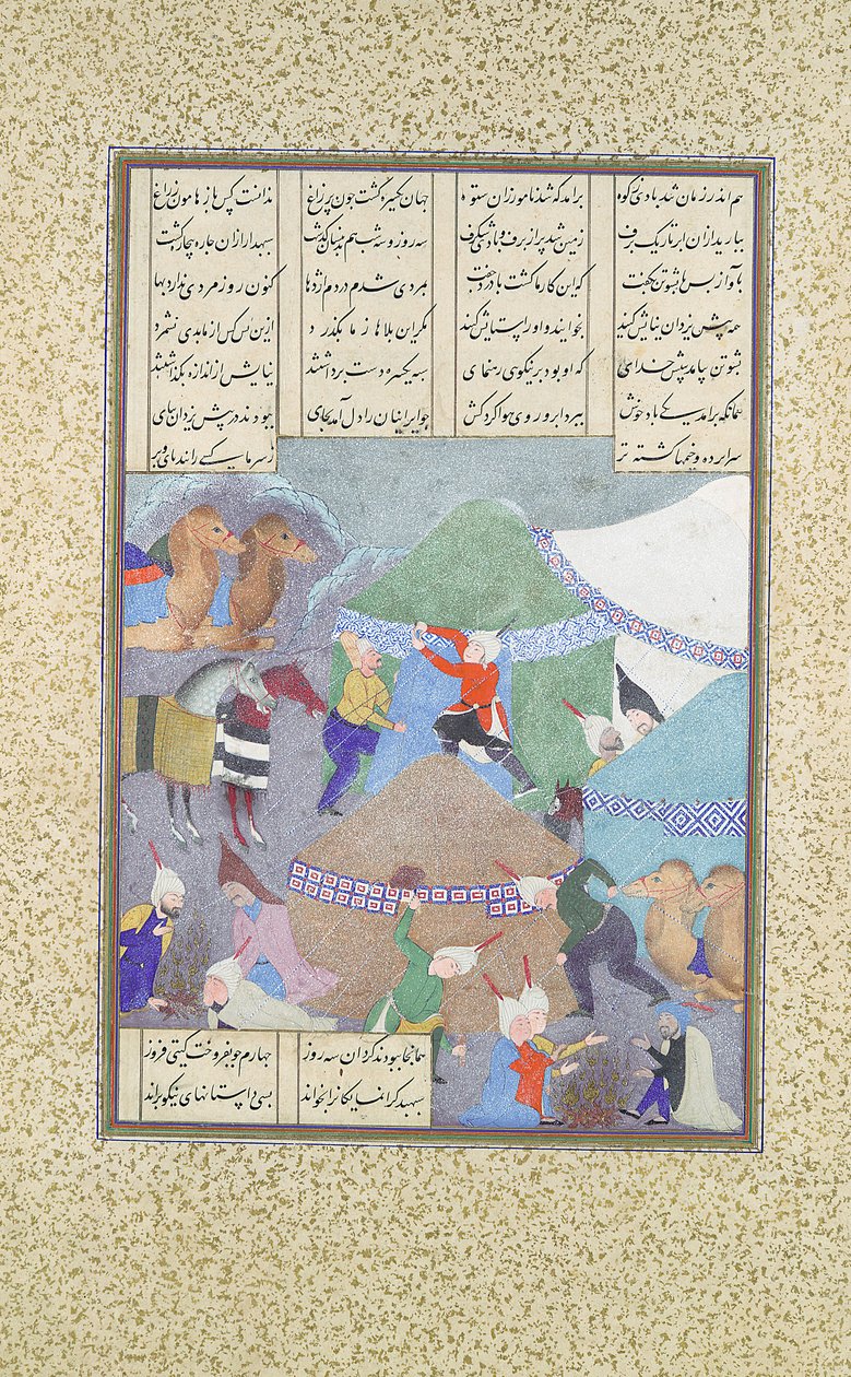 Isfandiyars sjätte kurs: Han kommer genom snön, Folio 438r från..., ca. 1525-30. av 