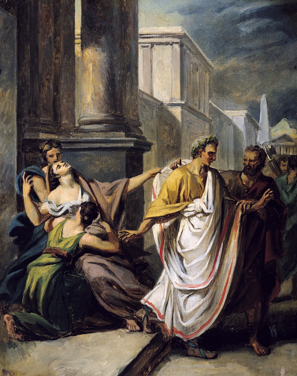 Julius Caesar (100-44 f.Kr.) på väg till senaten på Ides av mars (studie) av Abel de Pujol