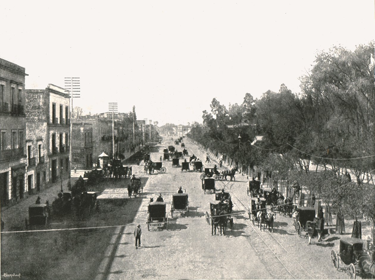 Juarez Avenue, Mexico City, Mexiko, 1895. av Abel Briquet